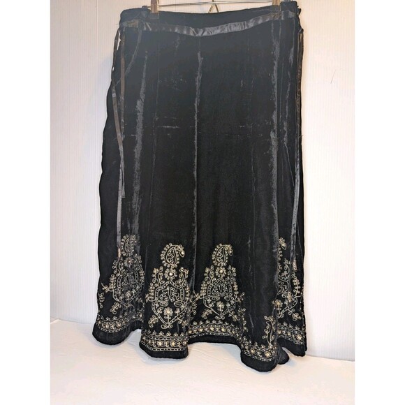 Carole Little Dresses & Skirts - Carol Little Black Velvet Skirt10 Gypsy Peasant Sequins Hippie Boho Fairy Beaded